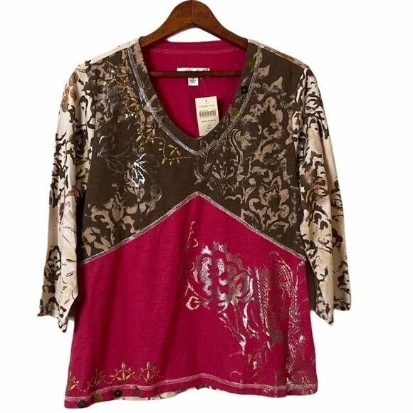 Coldwater Creek Embellished V Neck Shirt - Picture 1 of 7